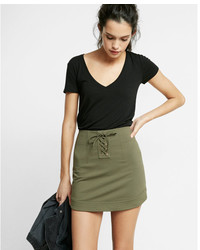 Express Lace Up Twill Military Mini Skirt