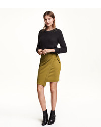 H&M Wrap Front Skirt Olive Green Ladies