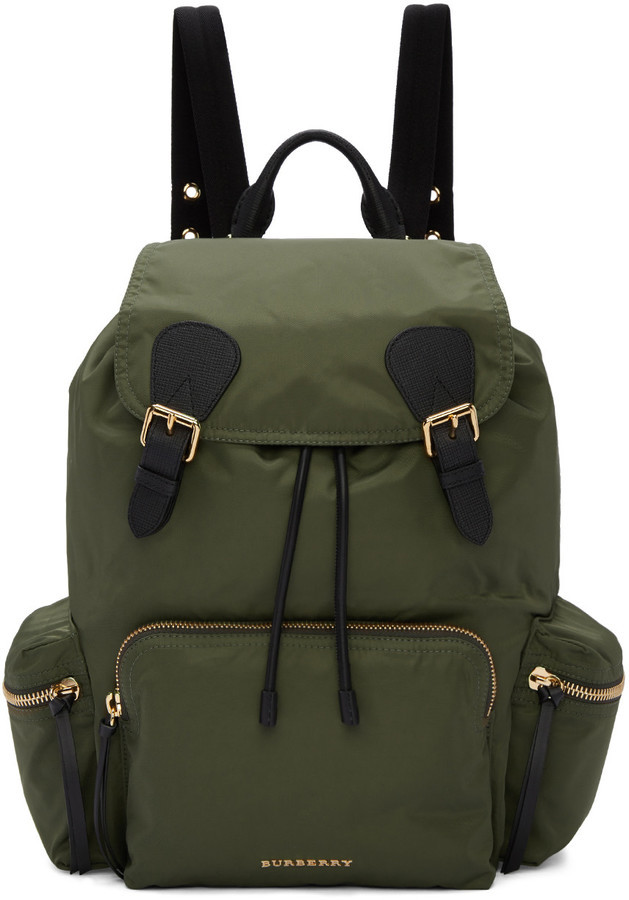 green nylon backpack