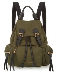 Burberry London Leather Trimmed Small Nylon Backpack