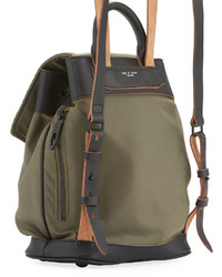 Rag & Bone Pilot Mini Leather Trim Nylon Backpack Olive