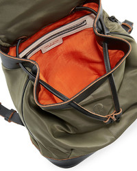 Rag & Bone Pilot Mini Leather Trim Nylon Backpack Olive