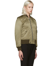Saint Laurent Green Nylon Bomber Jacket