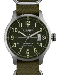 Filson 43mm Mackinaw Field Watch With Nylon Strap Green