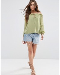 Asos Collection Pretty Sheer Off The Shoulder Top