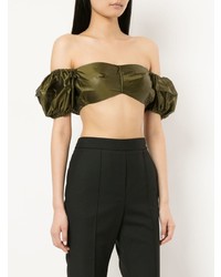 Bevza Gathered Off The Shoulder Cropped Top