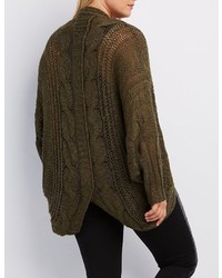 Charlotte Russe Plus Size Mixed Knit Cocoon Cardigan