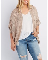 Charlotte Russe Plus Size Mixed Knit Cocoon Cardigan