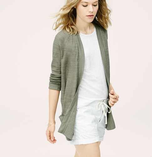 LOFT Lou Grey Hi Rib Open Cardigan, $59, LOFT