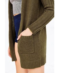 Silence & Noise Silence Noise Ribbed Sleeve Open Front Cardigan