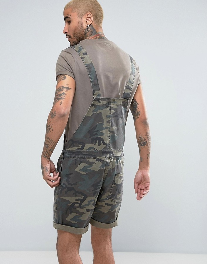 Camo sales dungaree shorts