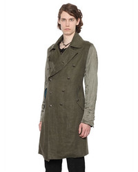 Ann Demeulemeester Double Breasted Waxed Linen Coat