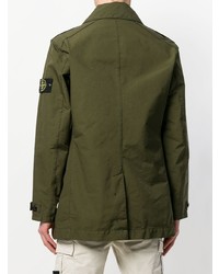 Stone Island Double Breasted Fitted Coat