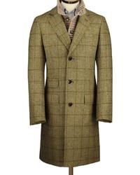 Charles Tyrwhitt Olive Tweed British Wool Overcoat
