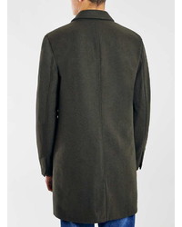Topman Khaki Wool Blend Overcoat