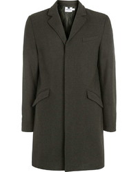 Topman Khaki Wool Blend Overcoat