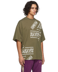 Palm Angels Green Bandana Print T Shirt