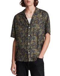 AllSaints Transmission Relaxed Fit Print Short Sleeve Button Up Shirt