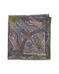 BUTTERFLY BOW TIE Large Paisley Silk Pocket Square In Green At Nordstrom
