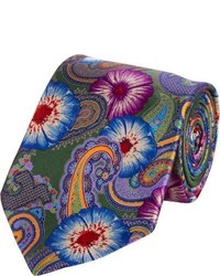Ermenegildo Zegna Hand Printed Floral Paisley Tie