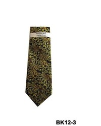 TheDapperTie Green Paisley Big Knot Neck Tie With Matching Hanky Bk12 3
