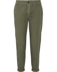 James Perse Cropped Brushed Stretch Cotton Pants Army Green