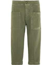 James Perse Cropped Stretch Cotton Twill Pants Green