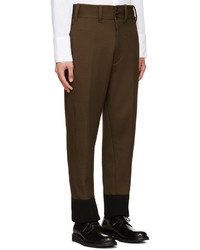 Ann Demeulemeester Green Ribbed Cuff Trousers