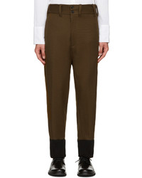 Ann Demeulemeester Green Ribbed Cuff Trousers
