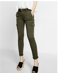 Express Mid Rise Belted Cargo Cropped Trouser Pant