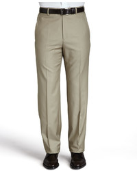 Zanella Parker Flat Front Super 150s Trousers Taupe