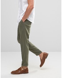 Asos Skinny Crop Smart Pants In Khaki