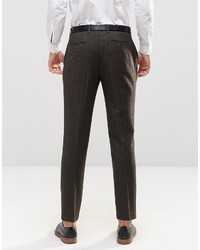 Asos Slim Wool Rich Suit Pants In Charcoal And Khaki Twist