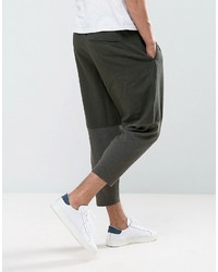 Asos Tapered Cropped Pants In Khaki Cut Sew