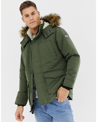 Hollister All Weather Faux Lining Hooded Parka In Green