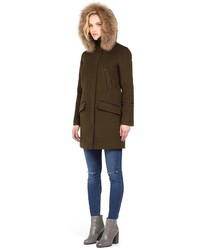 Soia & Kyo Ariane Olive Winter Wool Parka With Fur Hood