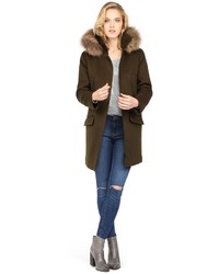 Soia & Kyo Ariane Olive Winter Wool Parka With Fur Hood