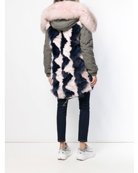 Mr & Mrs Italy Colour Block Fur Parka Coat