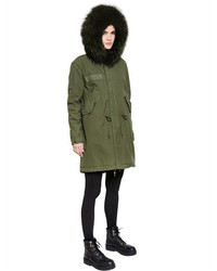 Cotton Canvas Parka With Murmansky Fur