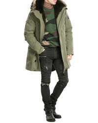 Yves Salomon Cotton Parka With Fur Trimmed Hood