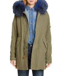 Mr & Mrs Italy Crystal Embellished Parka With Removable Genuine Fox
