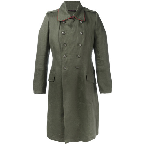 Ann Demeulemeester Double Breasted Military Coat Green, $910 