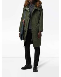 Burberry Double Faced Cotton Silk Hooded Parka With Warmer