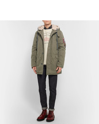 Lanvin Faux Shearling Trimmed Cotton Canvas Hooded Parka
