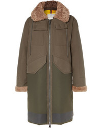 Moncler Garcia Shearling Trimmed Cotton Twill And Wool Blend Hooded Down Parka