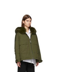 Yves Salomon Army Green Down And Fur Bachette Jacket