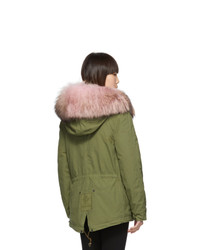 MR AND MRS ITALY Green Mini Fur Army Parka