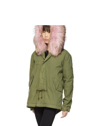 MR AND MRS ITALY Green Mini Fur Army Parka