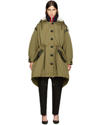 Burberry Green Shearling Trimmed Parka
