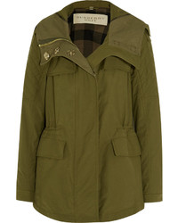Burberry Hooded Cotton Blend Parka Army Green
